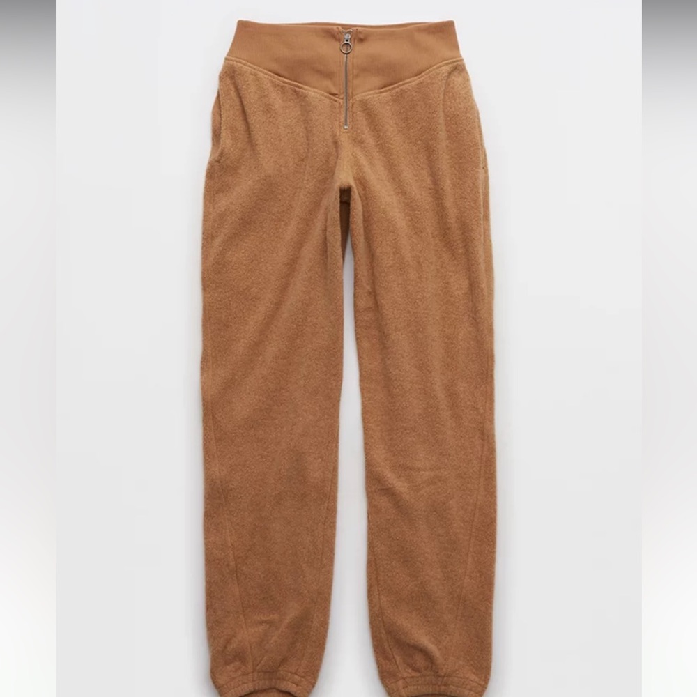 Aerie Brown Sherpa Joggers